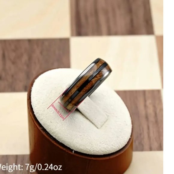 Elegant Whisky Barrel with Black Inlay Ring Size #12 - Picture 2 of 3